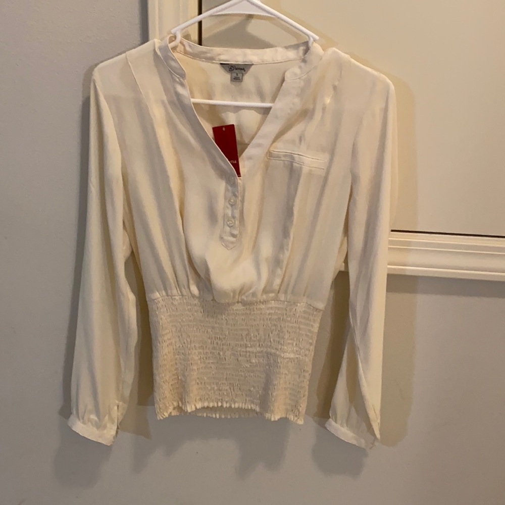 Guess Long Sleeve Cream Blouse